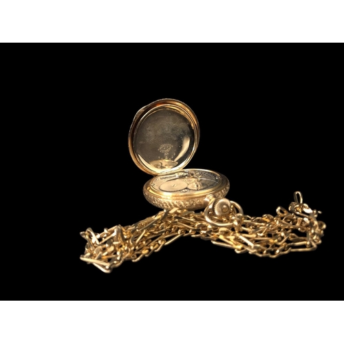 467A - A 14CT GOLD ELGIN LADIES PENDANT POCKETWATCH with fleur de lis motifs and monogrammed cartouche Stam... 