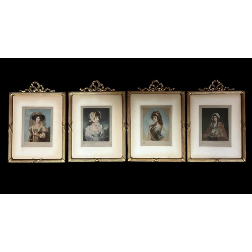 146 - A SET OF FOUR EARLY 20TH CENTURY MEZZOTINT ENGRAVINGS each with embossed proof stamps from 'F.T. Den... 