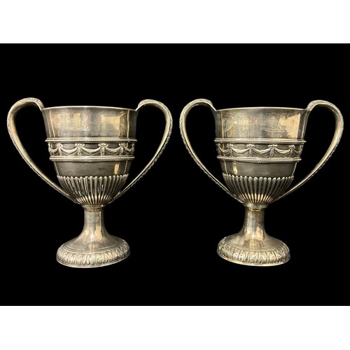 515 - A PAIR OF GEORGIAN IRISH SILVER TWIN-HANDLED CUPS Dublin, no date marks, maker's mark of Joseph Jack... 
