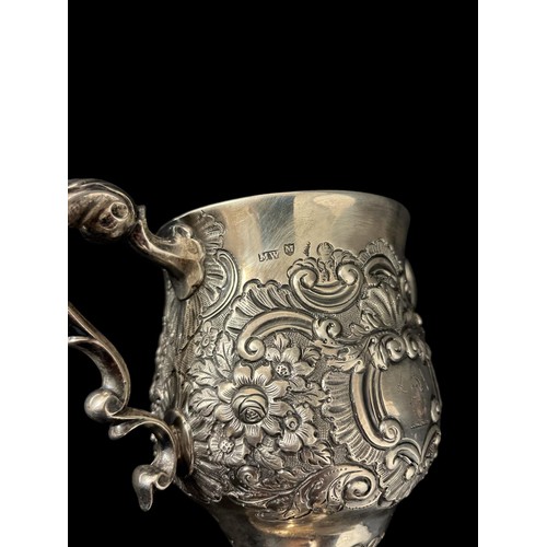 517 - A PAIR OF GEORGIAN IRISH SILVER TWIN-HANDLED CUPS Dublin 1784, maker's mark of Matthew West, of balu... 
