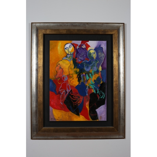 JORDI ROLLÁN LAHOZ (b. 1940)
Female Figures
Signed lower left 
Image: 69cm (h) x 49cm (w) 
Frame: 102cm (h) x 82cm (w)