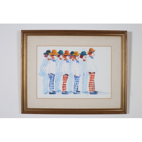 127 - JUDITH CAULFIELD WALSHE 
First in Line
Watercolour 
Signed lower right 
Image: 23cm (h) x 33cm (w) 
... 