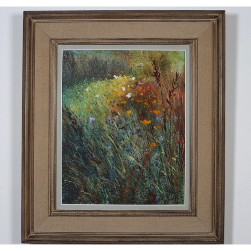 KENNETH WEBB RWA, FRSA, RUA (b. 1927)
Summer Garden 
Oil on canvas 
Signed lower right 
Titled to gallery label verso 
Image: 50cm (h) x 40cm (w) 
Frame: 75.5cm (h) x 65.5cm (w)