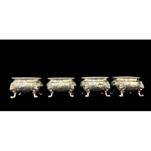 476 - A SET OF FOUR STERLING SILVER SALTS London 1859 642g (20.6 troy ozs.)
probably by George Ivory 
Reta... 