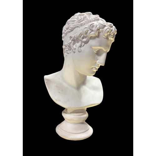 100 - A CLEAR GLASS TABLE LAMP the cylindrical shade above a baluster column 60cm (h), A HEAD AND SHOULDER... 