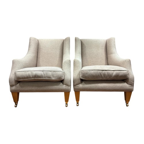 215 - A PAIR OF WING CHAIRS  97cm (h) x 70cm (w) x 83cm (d) (AF)