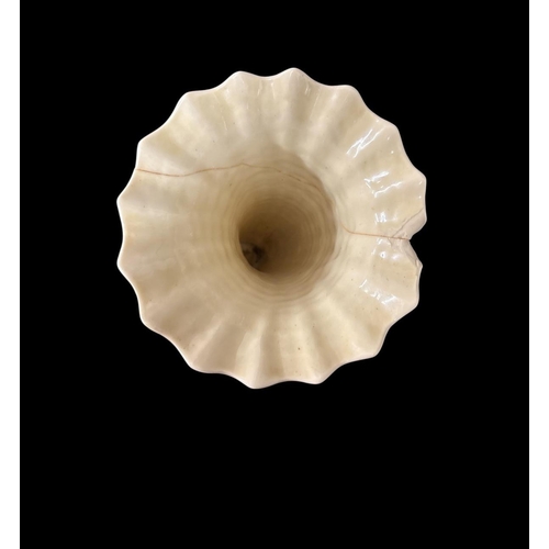 105 - FOUR PIECES OF BELLEEK FINE PARIAN CHINA comprising a 9th period Glenveigh mantel clock in original ... 