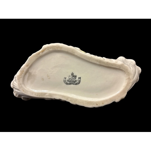 279 - THREE PIECES OF BELLEEK comprising a second period triple bud vase 12cm (h), a fourth period creamer... 