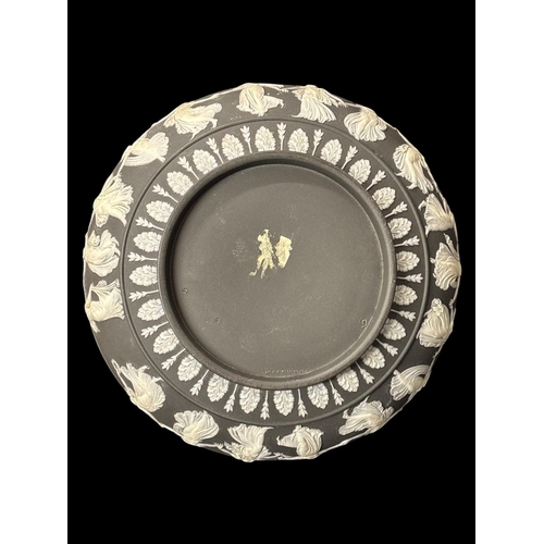 281 - A COLLECTION OF WEDGWOOD JASPERWARE comprising a large black jasperware 'Dancing Hours' centrepiece ... 