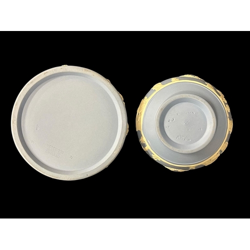 281 - A COLLECTION OF WEDGWOOD JASPERWARE comprising a large black jasperware 'Dancing Hours' centrepiece ... 