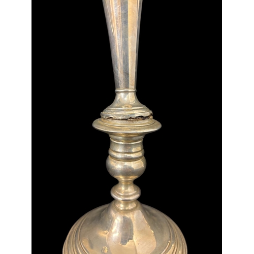 288 - A PAIR OF GORHAM STERLING SILVER THREE BRANCH CANDELABRA A/F 31cm (h) together with a silver plated ... 