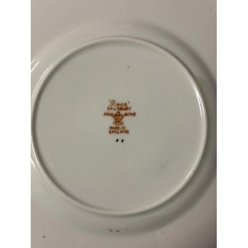 292 - A VINTAGE SALISBURY 'ROSE' FINE BONE CHINA TEA SERVICE comprising six cups and six deep set saucers,... 