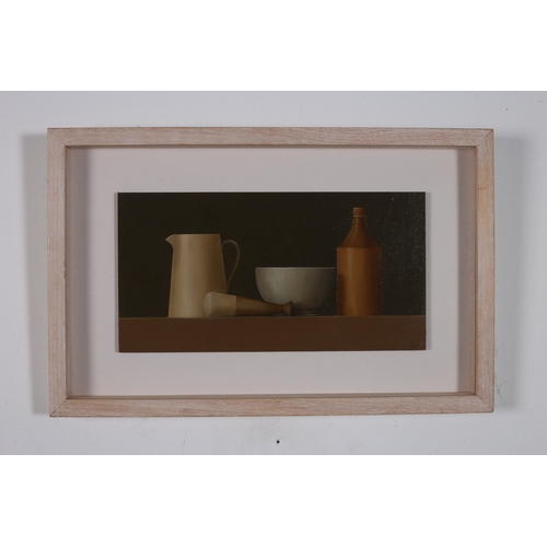 317 - TRUDIE MOONEY
Still Life with Pestle and Mortar
Oil on board 
Initialled and dated lower right
Title... 