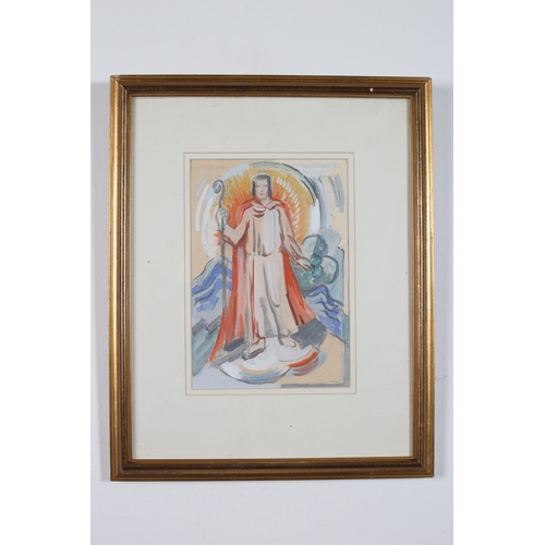 318 - MAINIE JELLETT (1873-1944)
Cubist Figure Study 
Gouache on paper
Pencil sketch of nude figure concea... 