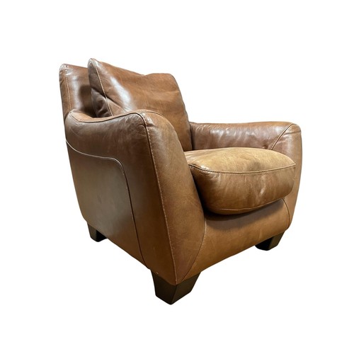 240 - AN INCANTO ITALIAN DESIGNER HIDE UPHOLSTERED ARMCHAIR with loose cushions on block feet