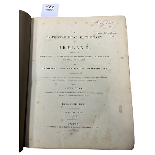 172 - A TOPOGRAPHICAL DICTIONARY OF IRELAND by Samuel Lewis. Two volumes. London 1847. First edition.