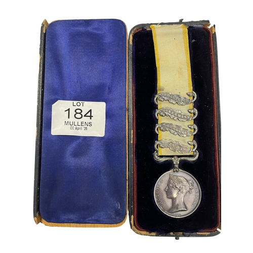 184 - A CRIMEAN WAR MEDAL dated 1854 with four clasps for Sebastopol, Inkermann, Balaklava & Alma. Awarded... 