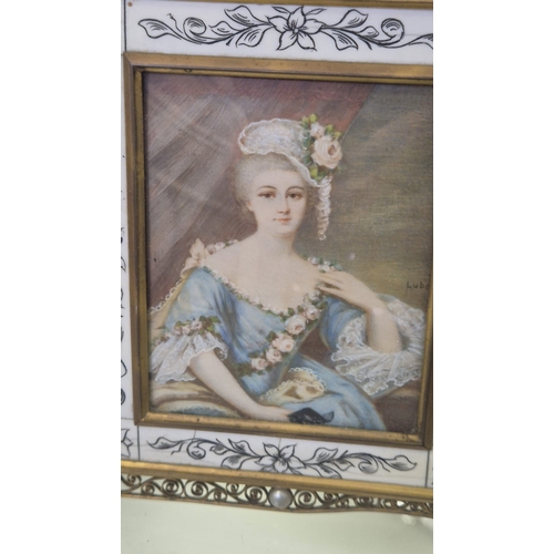 197 - AN ORMOLU FRAMED PORTRAIT MINIATURE of a military officer, Napoleonic era. Signed H.K. together with... 