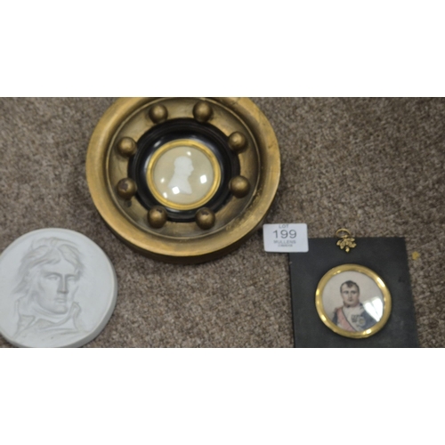 199 - NAPOLEON: A portrait miniature of the Emperor Napoleon in period frame. Indistinctly signed verso. D... 