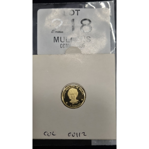 218 - COOK ISLANDS: 1997 five dollar gold coin 1/25 oz