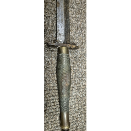 251 - A SECOND PATTERN FAIRBAIRN SYKES FIGHTING KNIFE in original leather scabbard