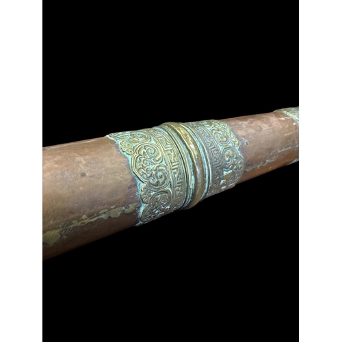 263 - AN ANTIQUE TIBETEN DUNGCHEN CEREMONIAL LONGHORN, telescoping. Extended length approx. 165cm