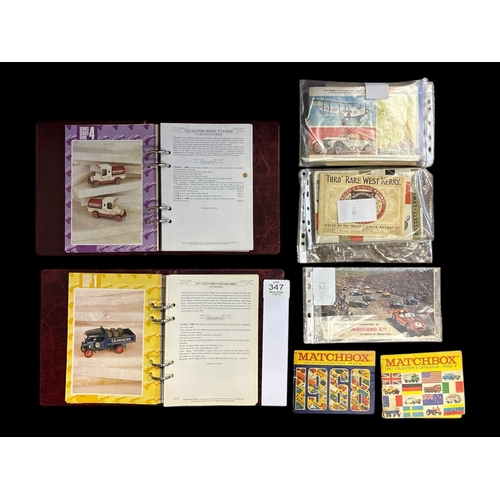 347 - TOYS: A mixed collection of ephemeral items relating to Matchbox cars, Meccano, Bassett Lowke, etc. ... 