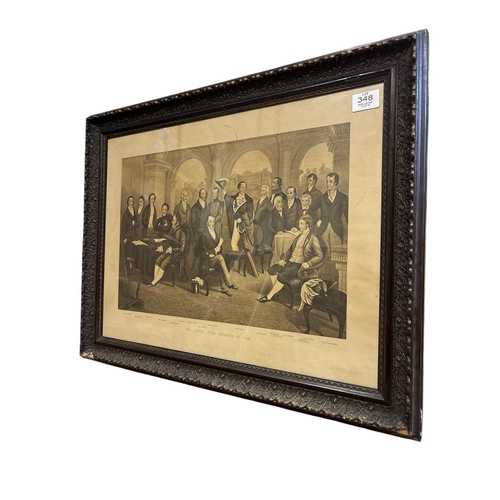348 - AN ANTIQUE FRAMED AND GLAZED ENGRAVING Titled 'The United Irish Patriots of 1798' Approx. 65cm (h) x... 