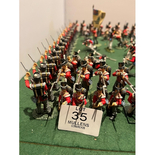35 - MODEL SOLDIERS: Mainly riflemen including flag bearer.