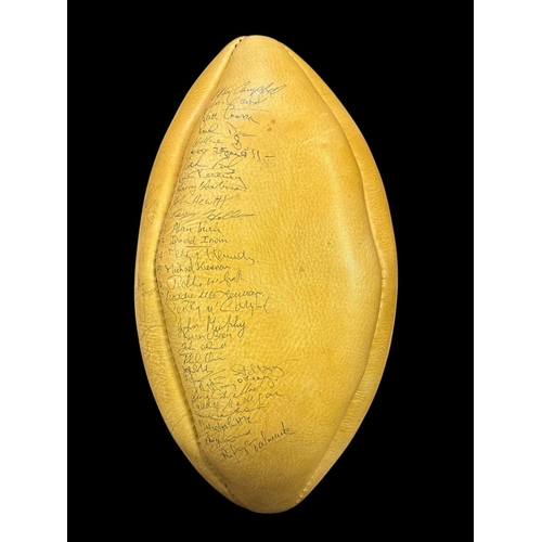 358 - APARTHEID TOUR 1981: An original Recto's Ambassador leather rugby ball signed by both the Irish squa... 