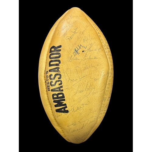 358 - APARTHEID TOUR 1981: An original Recto's Ambassador leather rugby ball signed by both the Irish squa... 
