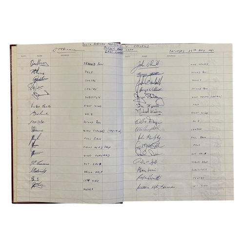 359 - APARTHEID TOUR 1981: A hardback bound visitors book containing a selection of signatures and autogra... 