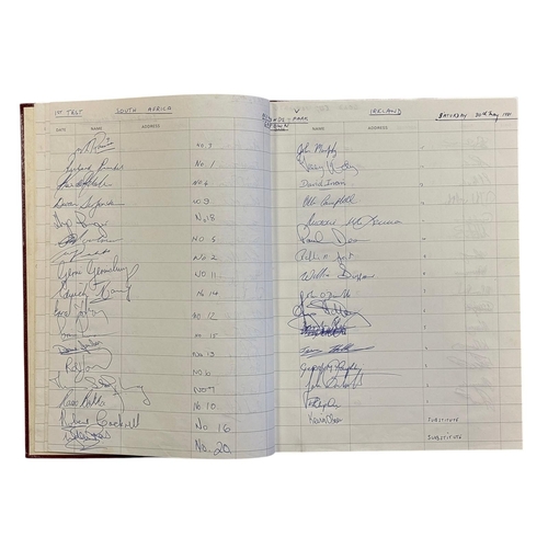 359 - APARTHEID TOUR 1981: A hardback bound visitors book containing a selection of signatures and autogra... 