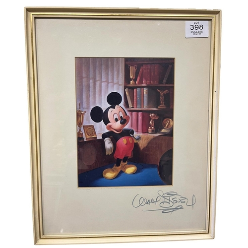 WALT DISNEY: A reproduction of an original celluloid drawing used in the Walt Disney production Mickey's 25th Anniversary. Published by Walt Disney Productions, Burbank, California. Bears signature Walt Disney to the mount. Framed and glazed. Approx. 45cm (h) x 36cm (w)