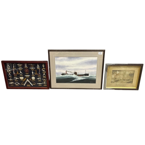 403 - NAUTICAL: A framed and glazed watercolour depicting ship bearing the name 'Francis Fladgate'. Signed... 