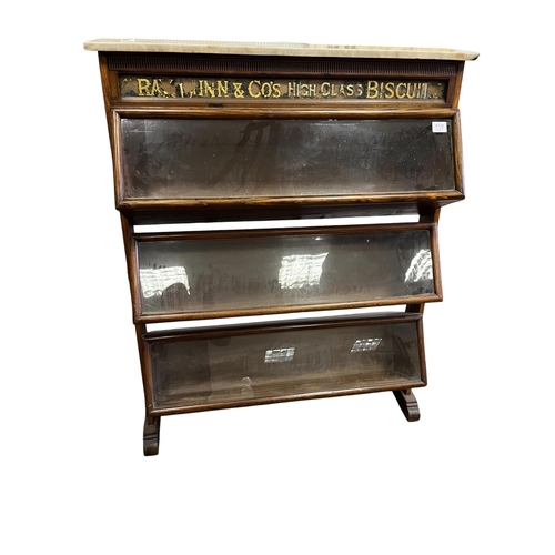 410 - AN ANTIQUE CRAYLING & CO. HIGH CLASS BISCUIT DISPLY AND DISPENSING SHOP CABINET consisting of three ... 
