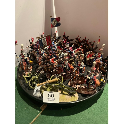 50 - MODEL SOLDIERS: Mainly cavalry to include field guns, etc.