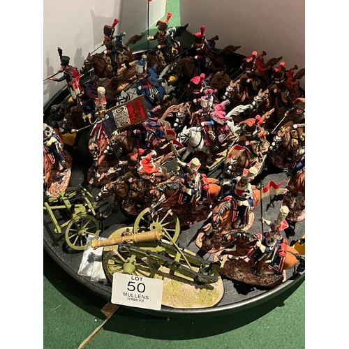 50 - MODEL SOLDIERS: Mainly cavalry to include field guns, etc.