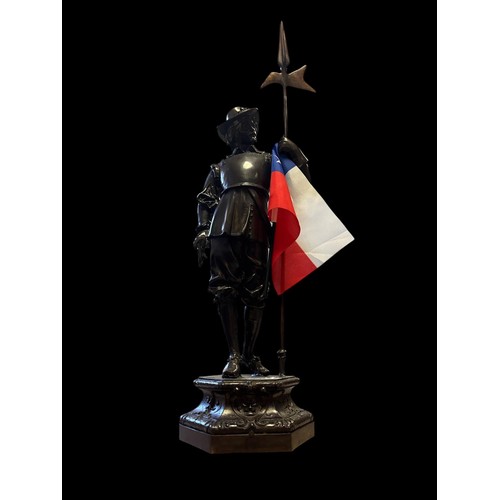 60 - BRONZE FIGURE OF A CAVALIER. Approx. 65cm tall.