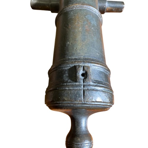 59 - ANTIQUE BRONZE MODEL OR SIGNAL CANNON the bronze barrel approx. 40.5cm.