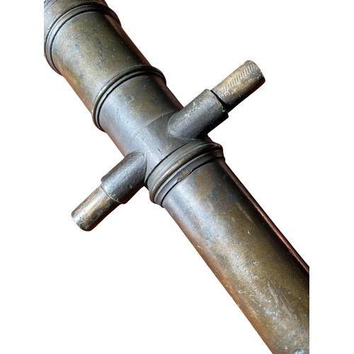 59 - ANTIQUE BRONZE MODEL OR SIGNAL CANNON the bronze barrel approx. 40.5cm.