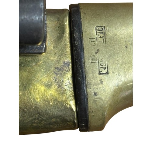 51 - RUSSIAN COSACK SHASKA SWORD AND BAYONET. Stamped 1907. Scabbard mounted with bayonet. Single edge bl... 