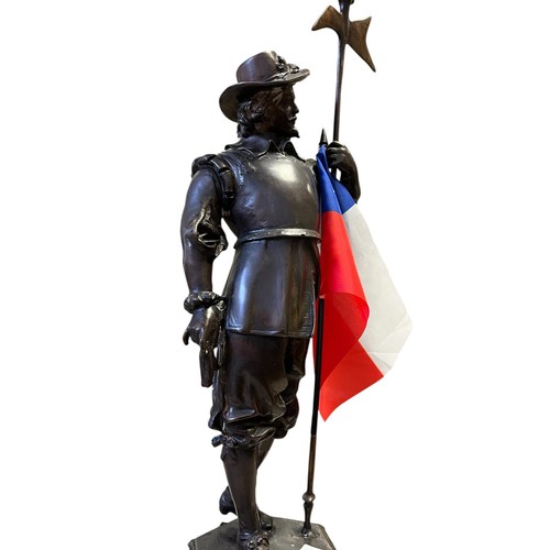 60 - BRONZE FIGURE OF A CAVALIER. Approx. 65cm tall.