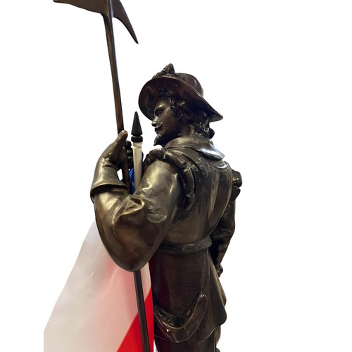 60 - BRONZE FIGURE OF A CAVALIER. Approx. 65cm tall.