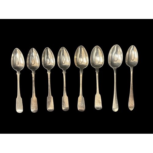 EIGHT STERLING SILVER SPOONS comprising four marked Edinburgh 1808 ...