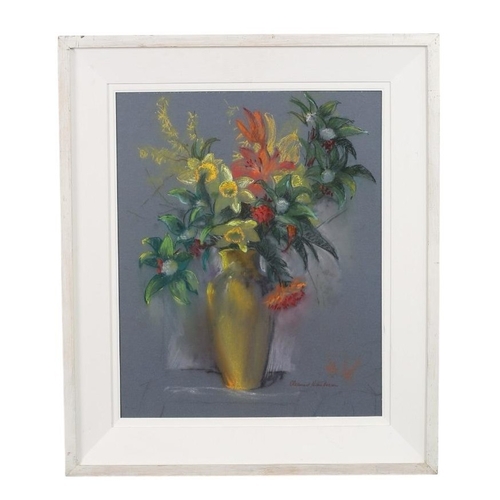 302 - ELEANOR HARBISON
‘Summer Flowers’
Pastel
Signed lower right
Image: 57cm (h) x 45cm (w) 
Frame: 75cm ... 