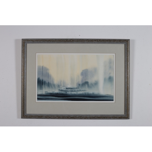 606 - JAMES JOHN MACKEN
Abstract Landscape - Cascading Falls 
Watercolour 
Signed lower left
Signed and da... 