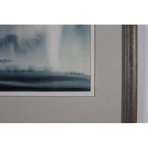 606 - JAMES JOHN MACKEN
Abstract Landscape - Cascading Falls 
Watercolour 
Signed lower left
Signed and da... 