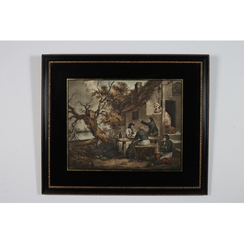 611 - after GEORGE MOORELAND THE TATCHER x 2, SAILORS CONVERSATION COLOUR ENGRAVINGS each 56cm (h) X 65cm ... 
