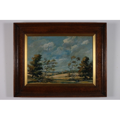 145 - 20TH CENTURY CONTINENTAL SCHOOL
A Windswept Landscape
Oil on board 
Signed indistinctly lower left 
... 